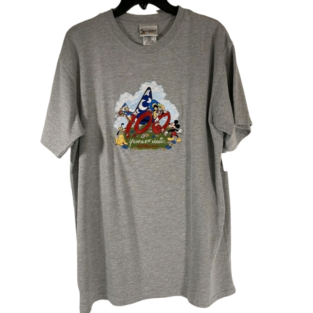 🆕Walt Disney World Embroidered 100 Years of Magic Womens T-shirt Large NEW